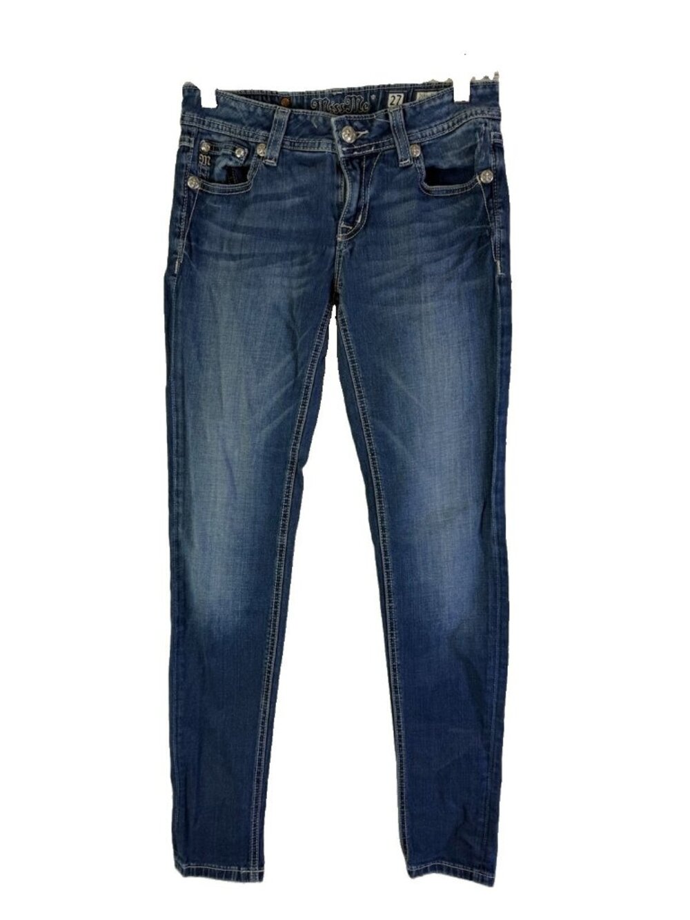 Y2K Miss Me Jeans Thick Stitched Skinny Bling Bedazzled